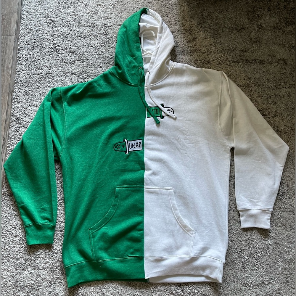 Unxpectd split hoodie green/white size XXL